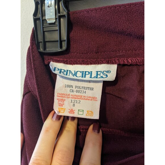 Womens Vintage Burgundy Pencil Skirt Midi Lined Office Classic 90s Retro Sz 8 - Picture 6 of 8